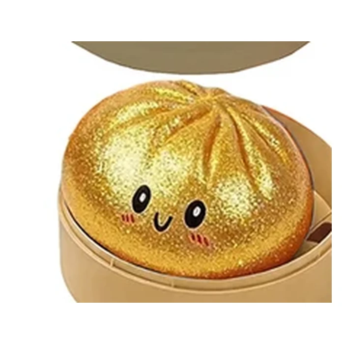 Bao Poussière : squishy bao doré parcouru de fines paillettes.